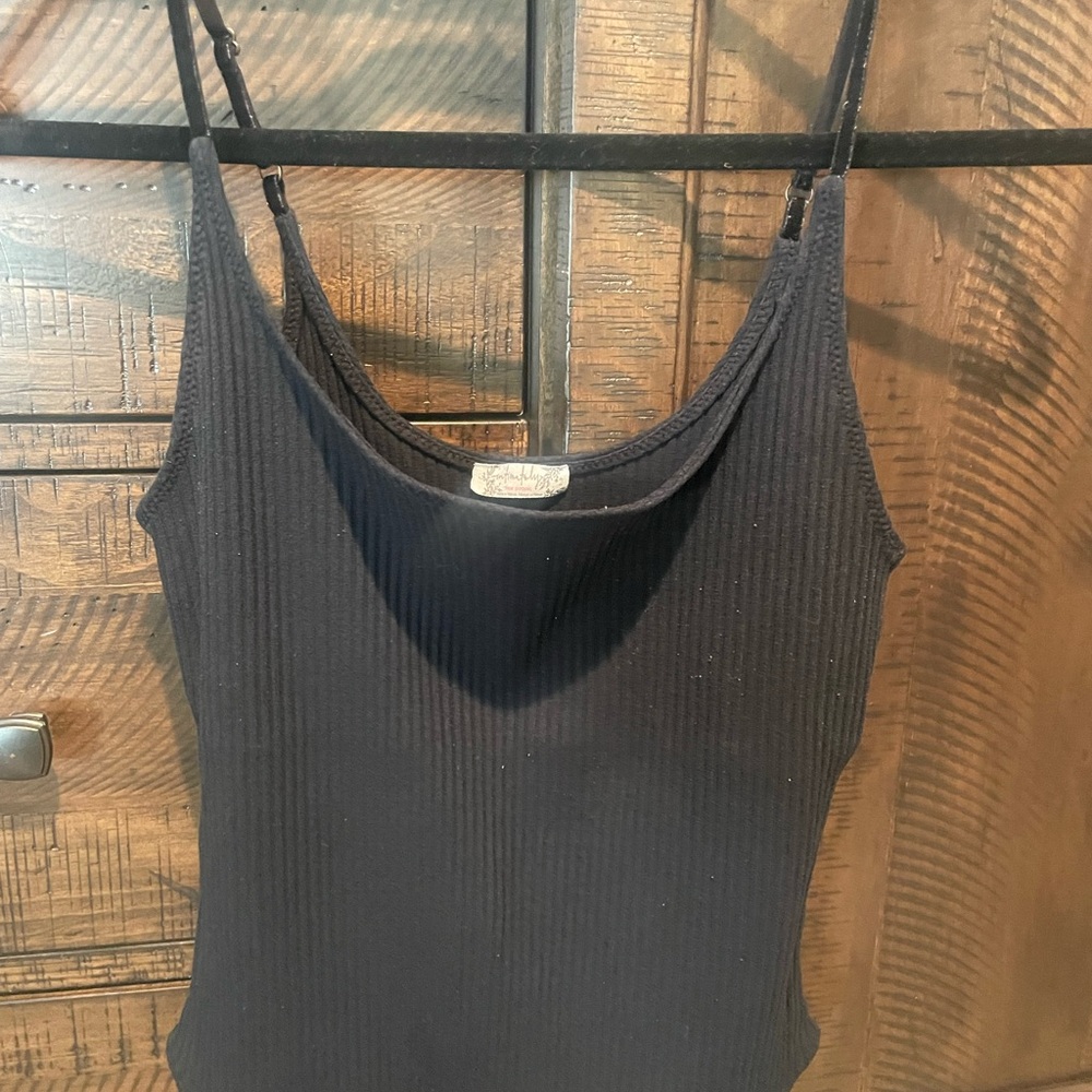 Free People Black Ribbed Camisole